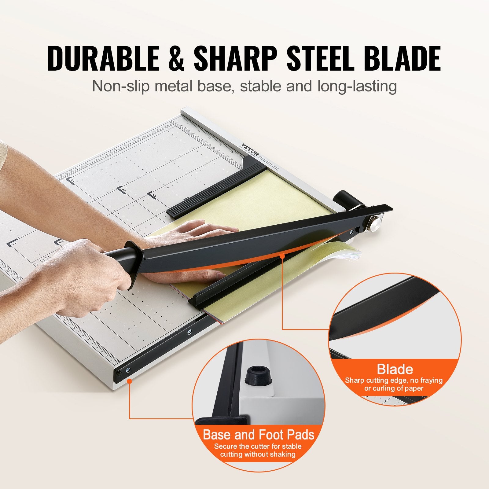 Paper Cutter, Guillotine Trimmer, 457 mm Cut Length, 20 Sheets Capacity, Heavy Duty Guillotine Paper Cutter with Guard Rail/Blade Lock for Cardstock/Cardboard, Paper Trimmer for Home Office - Image 5