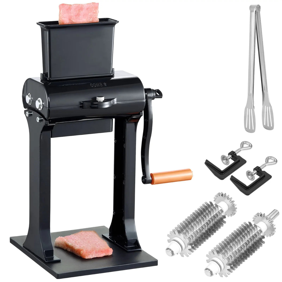 Commercial Meat Tenderizer, Heavy Duty Stainless Steel Meat Tenderizer Machine, Quick and Easy Manual Operation Kitchen Tool, 148mm Feed Port for Beef, Turkey, Chicken, Pork, Steak, and Fish - Image 9