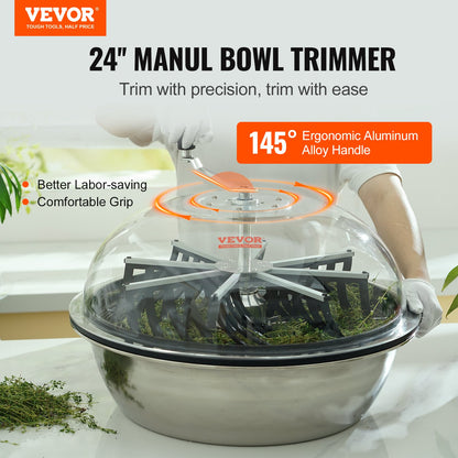 Leaf Bowl Trimmer, 24'' Trimmer Bowl, Manual Bud Trimmer with Stainless-Steel Blades for Twisted Spin Cut, Clear Visibility Dome and Hand Pruner Included, for Cutting Leaves, Buds, Flowers - Image 2