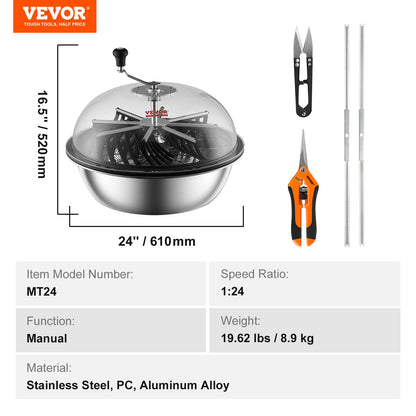 Leaf Bowl Trimmer, 24'' Trimmer Bowl, Manual Bud Trimmer with Stainless-Steel Blades for Twisted Spin Cut, Clear Visibility Dome and Hand Pruner Included, for Cutting Leaves, Buds, Flowers - Image 7