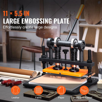 Leather Cutting Machine, 11 x 5.5 in Embossing Plate Manual Die Cutter, 0.47 in Pressure Stroke Leather Embossing Machine, Dual Guide Shafts Die Cut Machine for Various of Materials - Image 2