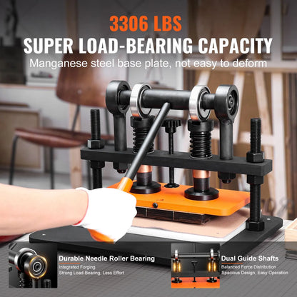 Leather Cutting Machine, 11 x 5.5 in Embossing Plate Manual Die Cutter, 0.47 in Pressure Stroke Leather Embossing Machine, Dual Guide Shafts Die Cut Machine for Various of Materials - Image 3