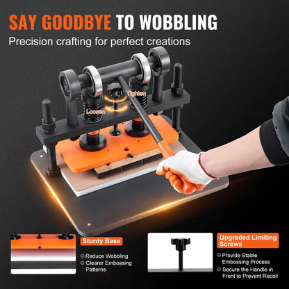 Leather Cutting Machine, 11 x 5.5 in Embossing Plate Manual Die Cutter, 0.47 in Pressure Stroke Leather Embossing Machine, Dual Guide Shafts Die Cut Machine for Various of Materials - Image 4