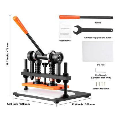 Leather Cutting Machine, 11 x 5.5 in Embossing Plate Manual Die Cutter, 0.47 in Pressure Stroke Leather Embossing Machine, Dual Guide Shafts Die Cut Machine for Various of Materials - Image 8