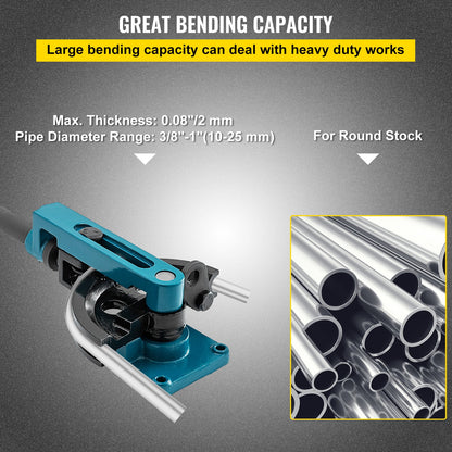 Pipe Tube Bender, 3/8" to 1" Manual Pipe Tube Bender, with 7 Dies, Heavy Duty Tube Bender Tubing of Steel Metal Copper, for Repair Shops, Blue - Image 3