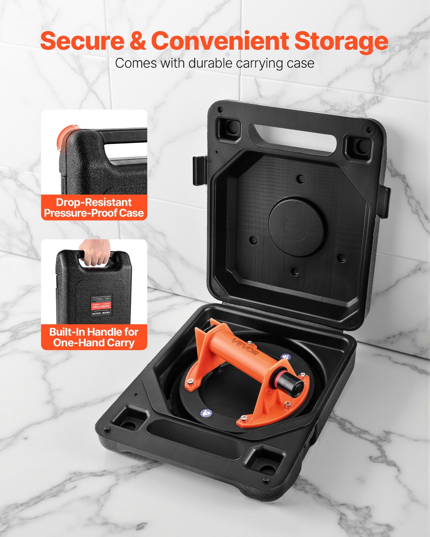 Vacuum Suction Cup, 203 mm Vacuum Glass Lifter with ABS Handle, 180 kg Max Lifting Capacity Tile Suction Cup Tool with Carrying Case for Lifting Large Tile, Granite, Drywall, Windows (1-Pack) - Image 6