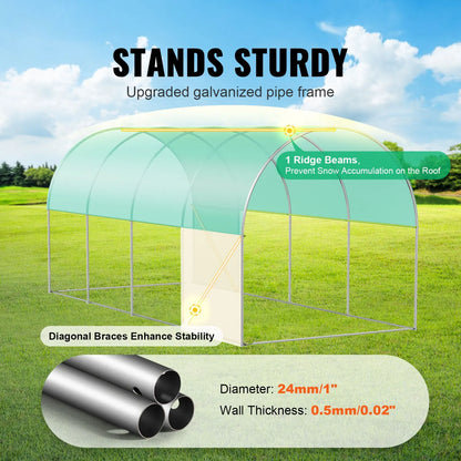 Walk-in Tunnel Greenhouse 14.6x6.36x6.3ft Galvanized Frame PE Cover Green - Image 2