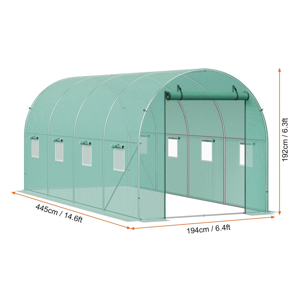 Walk-in Tunnel Greenhouse 14.6x6.36x6.3ft Galvanized Frame PE Cover Green - Image 8