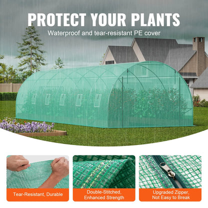 Walk-in Tunnel Greenhouse 29.2x9.7x6.5ft Galvanized Frame PE Cover Green - Image 3