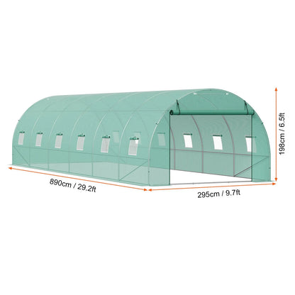 Walk-in Tunnel Greenhouse 29.2x9.7x6.5ft Galvanized Frame PE Cover Green - Image 8