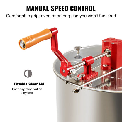 Manual Honey Extractor, 3 Frames Honey Spinner Extractor, Stainless Steel Beekeeping Extraction, Honeycomb Drum Spinner with Lid, Apiary Centrifuge Equipment with Height Adjustable Stand - Image 6