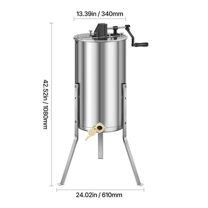 Honey Extractor, 2 Frame Manual Honey Spinner with Transparent Lid, Stainless Steel Honeycomb Drum Spinner with Height Adjustable Stand, Honeycomb Extraction Centrifuge Equipment for Beekeeping - Image 8
