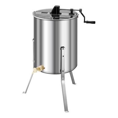 Honey Extractor, 4/8 Frame Manual Honey Spinner with Transparent Lid, Stainless Steel Honeycomb Drum Spinner with Height Adjustable Stand, Honeycomb Extraction Equipment for Beekeeping