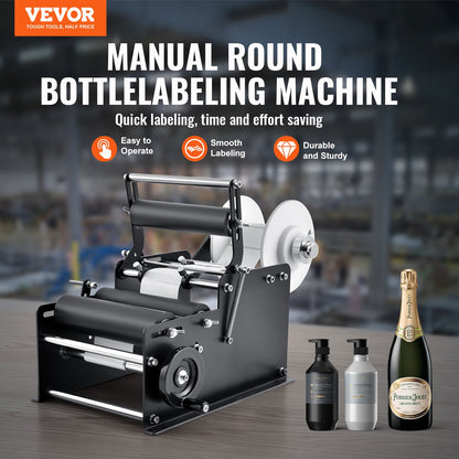 Manual Round Labeling Machine, 15-20pcs/min, Bottle Label Applicator for Round Bottles, Adjustable Manual Round Bottle Labeler Suitable for Round Bottle Diameter 20-120 mm (with Pressing Bar) - Image 2