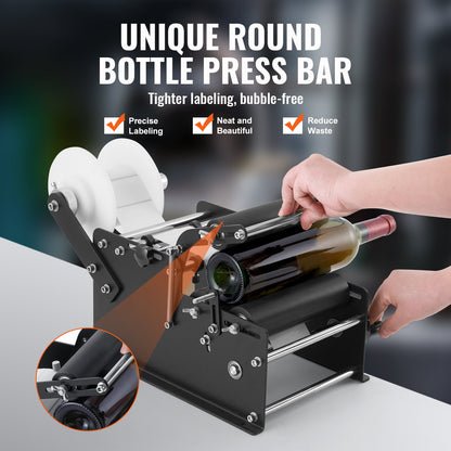 Manual Round Labeling Machine, 15-20pcs/min, Bottle Label Applicator for Round Bottles, Adjustable Manual Round Bottle Labeler Suitable for Round Bottle Diameter 20-120 mm (with Pressing Bar) - Image 3