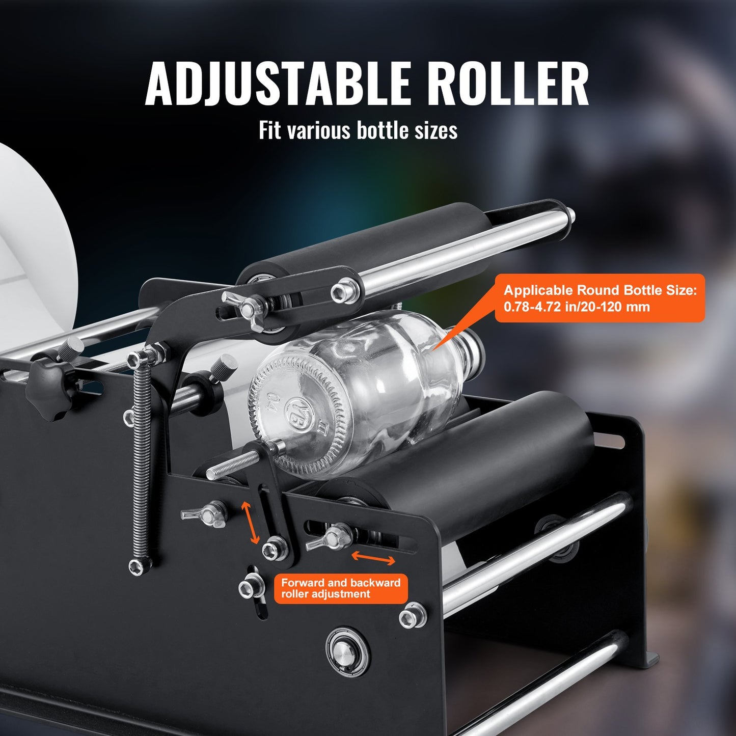 Manual Round Labeling Machine, 15-20pcs/min, Bottle Label Applicator for Round Bottles, Adjustable Manual Round Bottle Labeler Suitable for Round Bottle Diameter 20-120 mm (with Pressing Bar) - Image 5