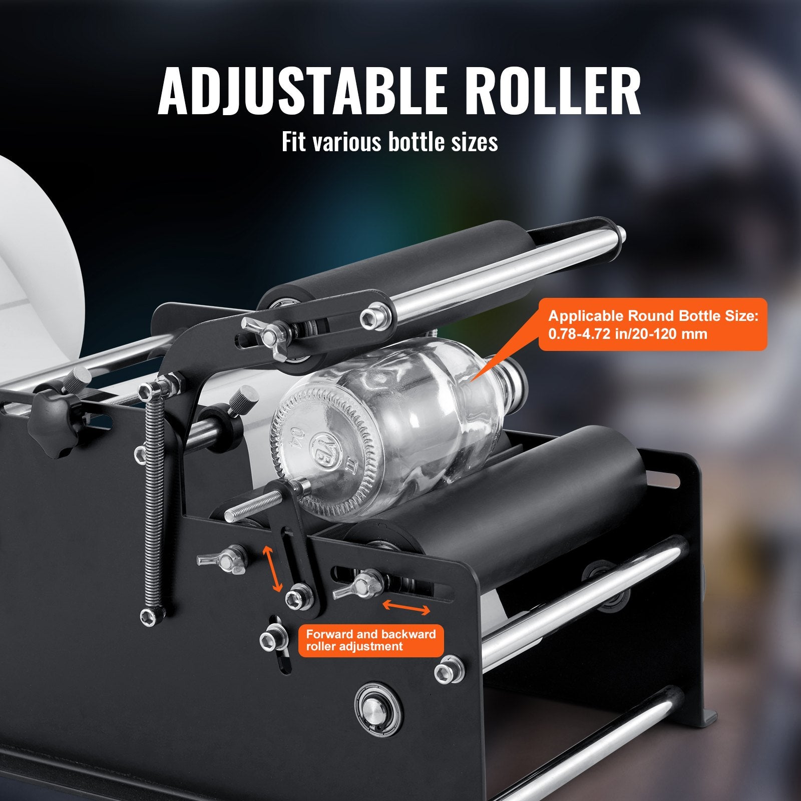 Manual Round Labeling Machine, 15-20pcs/min, Bottle Label Applicator for Round Bottles, Adjustable Manual Round Bottle Labeler Suitable for Round Bottle Diameter 20-120 mm (with Pressing Bar) - Image 5