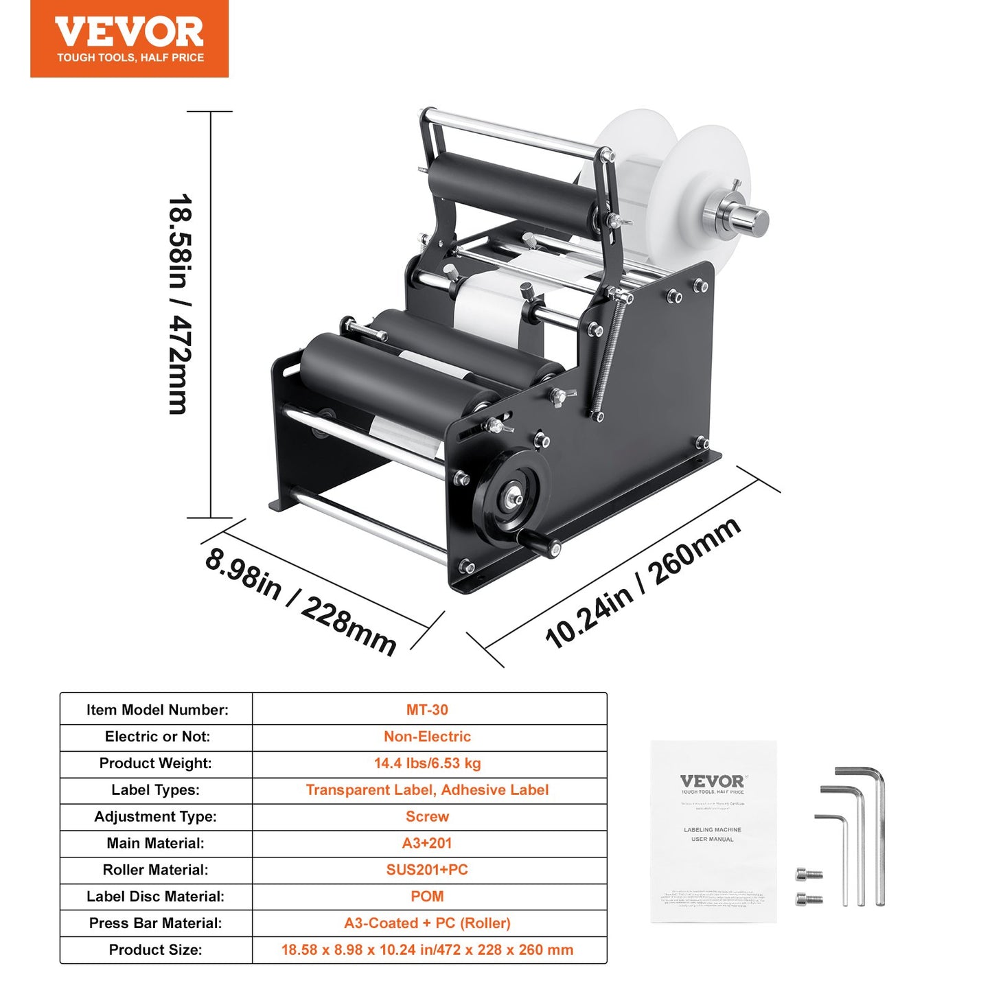 Manual Round Labeling Machine, 15-20pcs/min, Bottle Label Applicator for Round Bottles, Adjustable Manual Round Bottle Labeler Suitable for Round Bottle Diameter 20-120 mm (with Pressing Bar) - Image 7