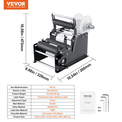 Manual Round Labeling Machine, 15-20pcs/min, Bottle Label Applicator for Round Bottles, Adjustable Manual Round Bottle Labeler Suitable for Round Bottle Diameter 20-120 mm (with Pressing Bar) - Image 7