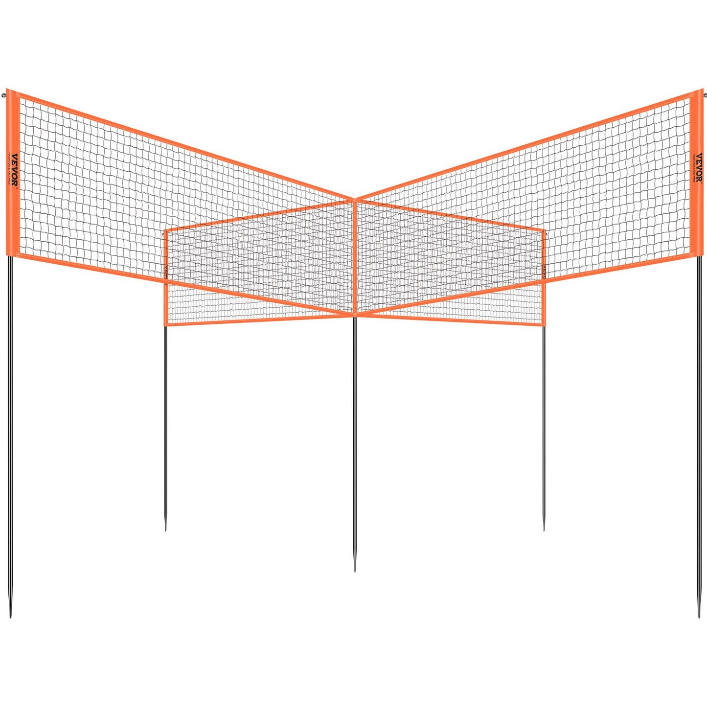 4-Way Volleyball Net, Adjustable Height Badminton Net Set for Backyard Beach Lawn, Outdoor Portable Volleyball Net with Carrying Bag, 4 Square Quick Assemble Game Set For Kids And Adults