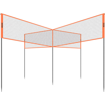 4-Way Volleyball Net, Adjustable Height Badminton Net Set for Backyard Beach Lawn, Outdoor Portable Volleyball Net with Carrying Bag, 4 Square Quick Assemble Game Set For Kids And Adults