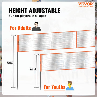 4-Way Volleyball Net, Adjustable Height Badminton Net Set for Backyard Beach Lawn, Outdoor Portable Volleyball Net with Carrying Bag, 4 Square Quick Assemble Game Set For Kids And Adults - Image 2