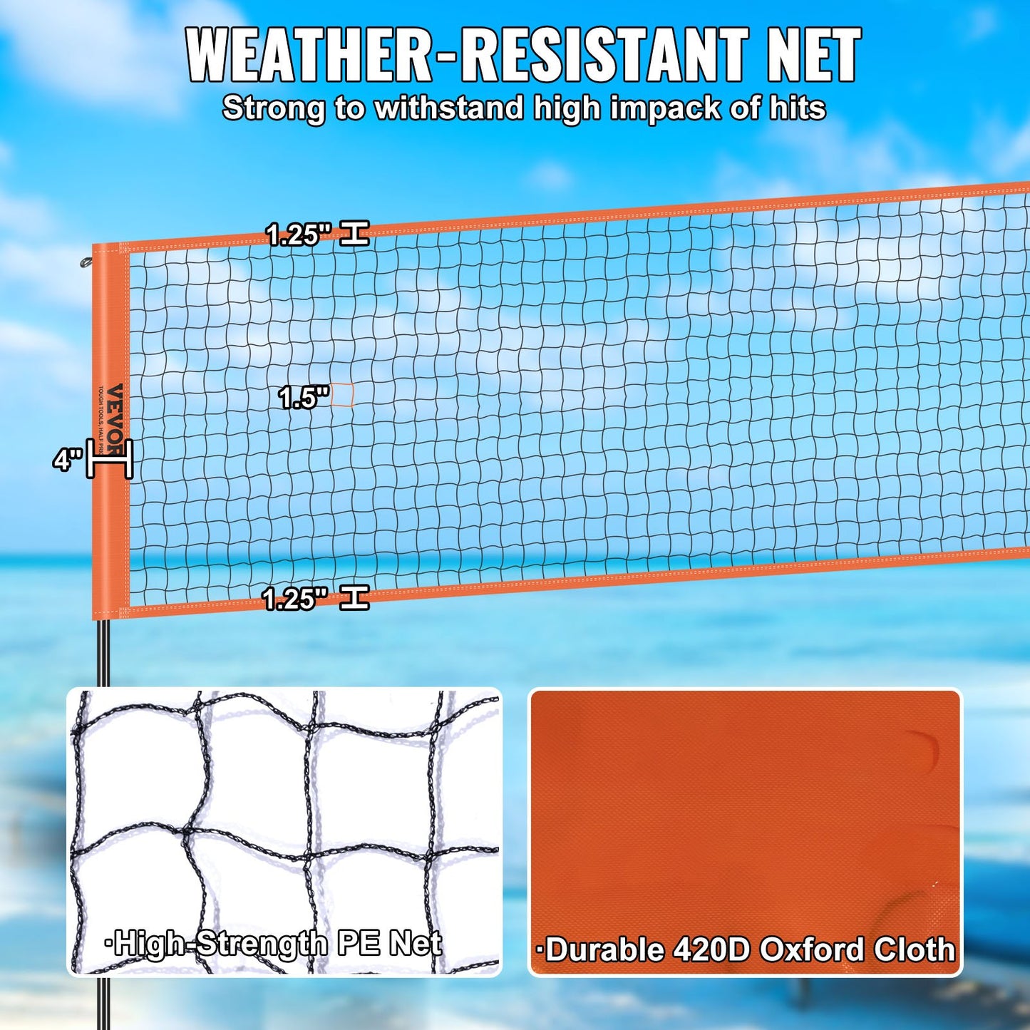 4-Way Volleyball Net, Adjustable Height Badminton Net Set for Backyard Beach Lawn, Outdoor Portable Volleyball Net with Carrying Bag, 4 Square Quick Assemble Game Set For Kids And Adults - Image 4
