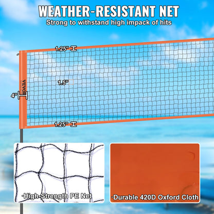 4-Way Volleyball Net, Adjustable Height Badminton Net Set for Backyard Beach Lawn, Outdoor Portable Volleyball Net with Carrying Bag, 4 Square Quick Assemble Game Set For Kids And Adults - Image 4