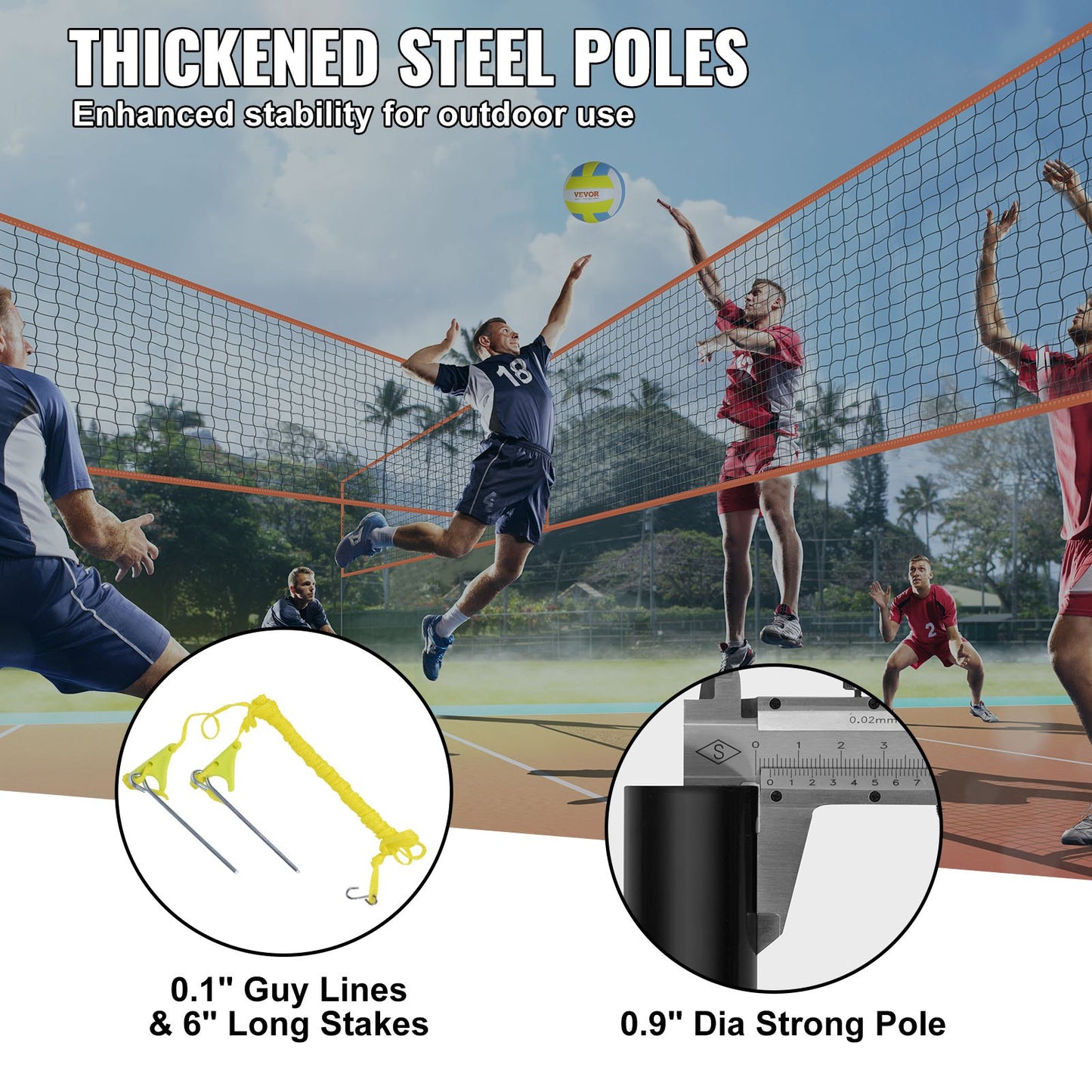 4-Way Volleyball Net, Adjustable Height Badminton Net Set for Backyard Beach Lawn, Outdoor Portable Volleyball Net with Carrying Bag, 4 Square Quick Assemble Game Set For Kids And Adults - Image 5
