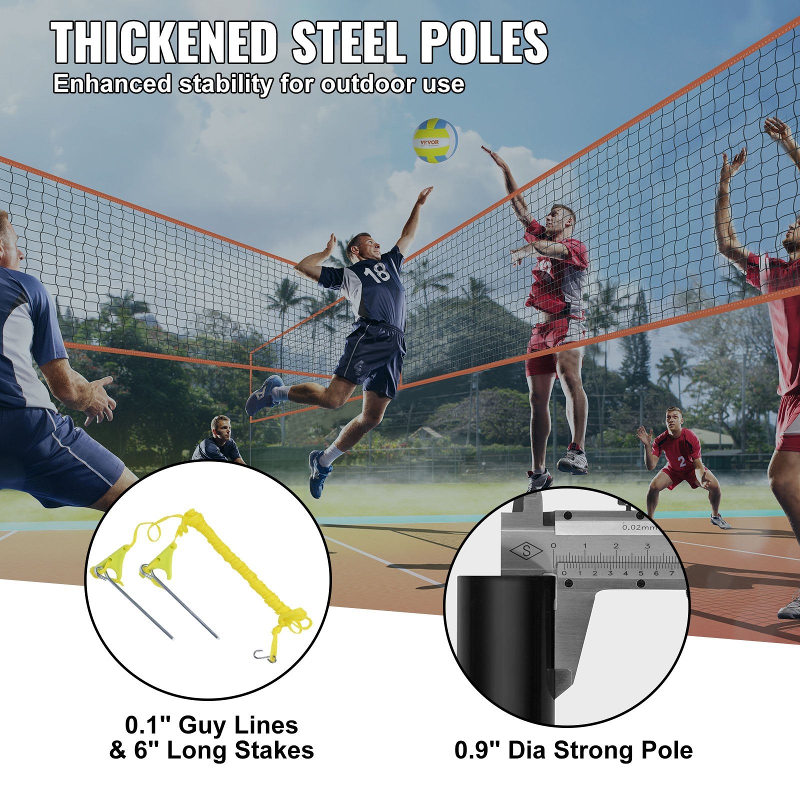 4-Way Volleyball Net, Adjustable Height Badminton Net Set for Backyard Beach Lawn, Outdoor Portable Volleyball Net with Carrying Bag, 4 Square Quick Assemble Game Set For Kids And Adults - Image 5