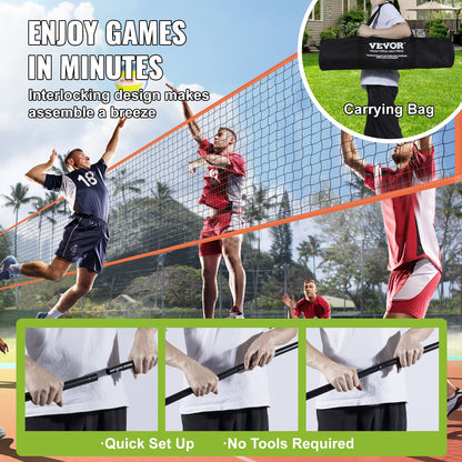 4-Way Volleyball Net, Adjustable Height Badminton Net Set for Backyard Beach Lawn, Outdoor Portable Volleyball Net with Carrying Bag, 4 Square Quick Assemble Game Set For Kids And Adults - Image 6