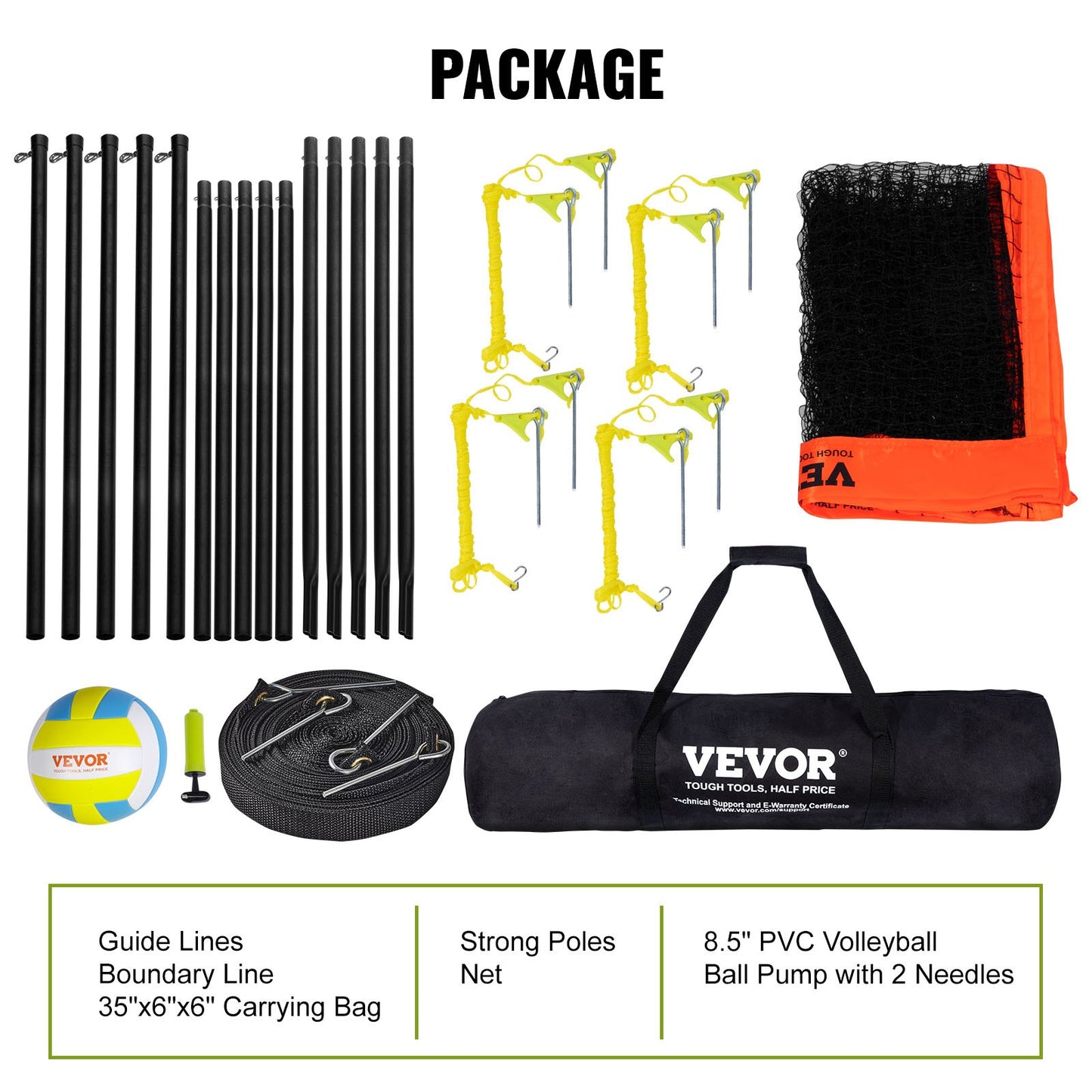 4-Way Volleyball Net, Adjustable Height Badminton Net Set for Backyard Beach Lawn, Outdoor Portable Volleyball Net with Carrying Bag, 4 Square Quick Assemble Game Set For Kids And Adults - Image 7
