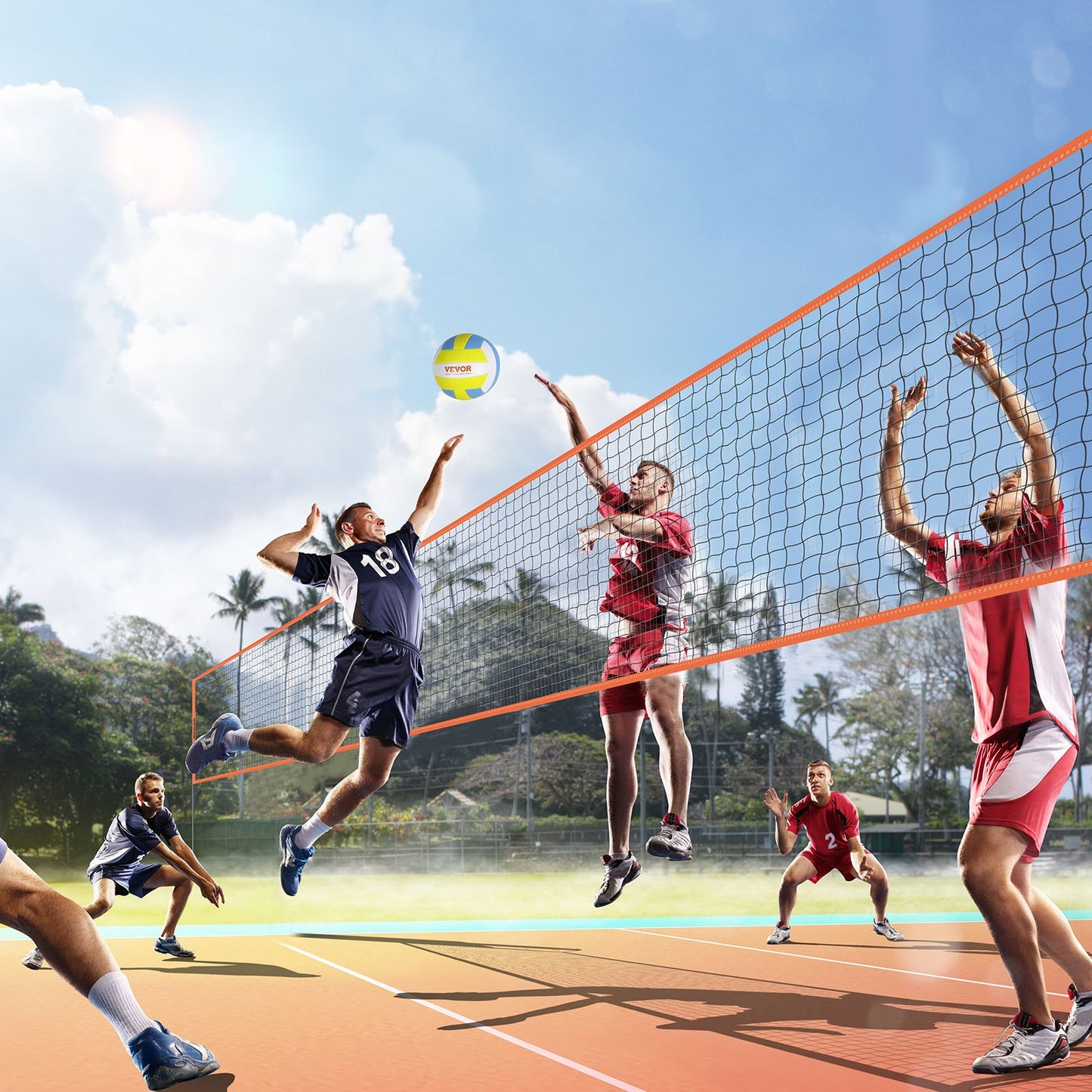 4-Way Volleyball Net, Adjustable Height Badminton Net Set for Backyard Beach Lawn, Outdoor Portable Volleyball Net with Carrying Bag, 4 Square Quick Assemble Game Set For Kids And Adults - Image 8