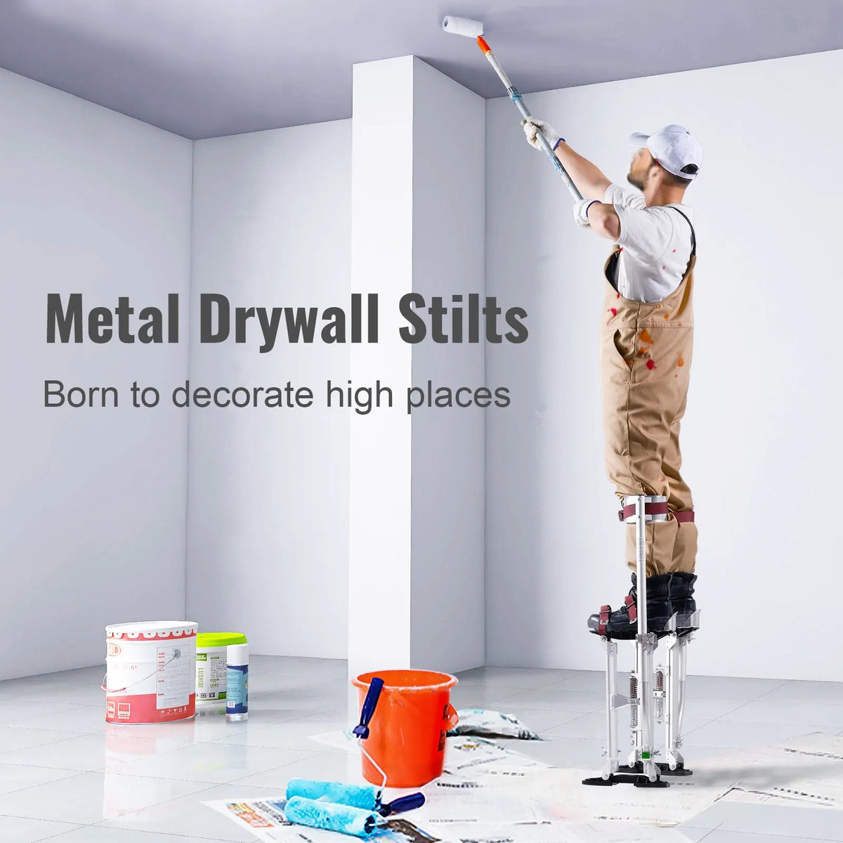Drywall Stilts Aluminum Tool Stilts 45.7-76.2cm Adjustable Painting Taping - Image 2