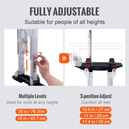 Drywall Stilts Aluminum Tool Stilts 45.7-76.2cm Adjustable Painting Taping - Image 4