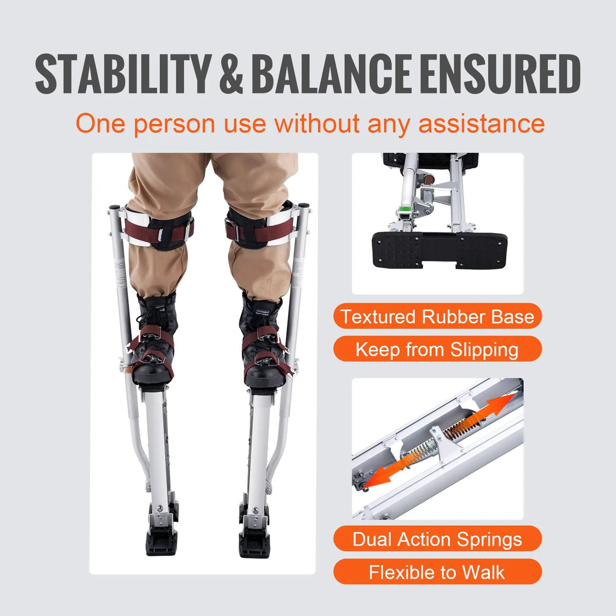 Drywall Stilts Aluminum Tool Stilts 45.7-76.2cm Adjustable Painting Taping - Image 6
