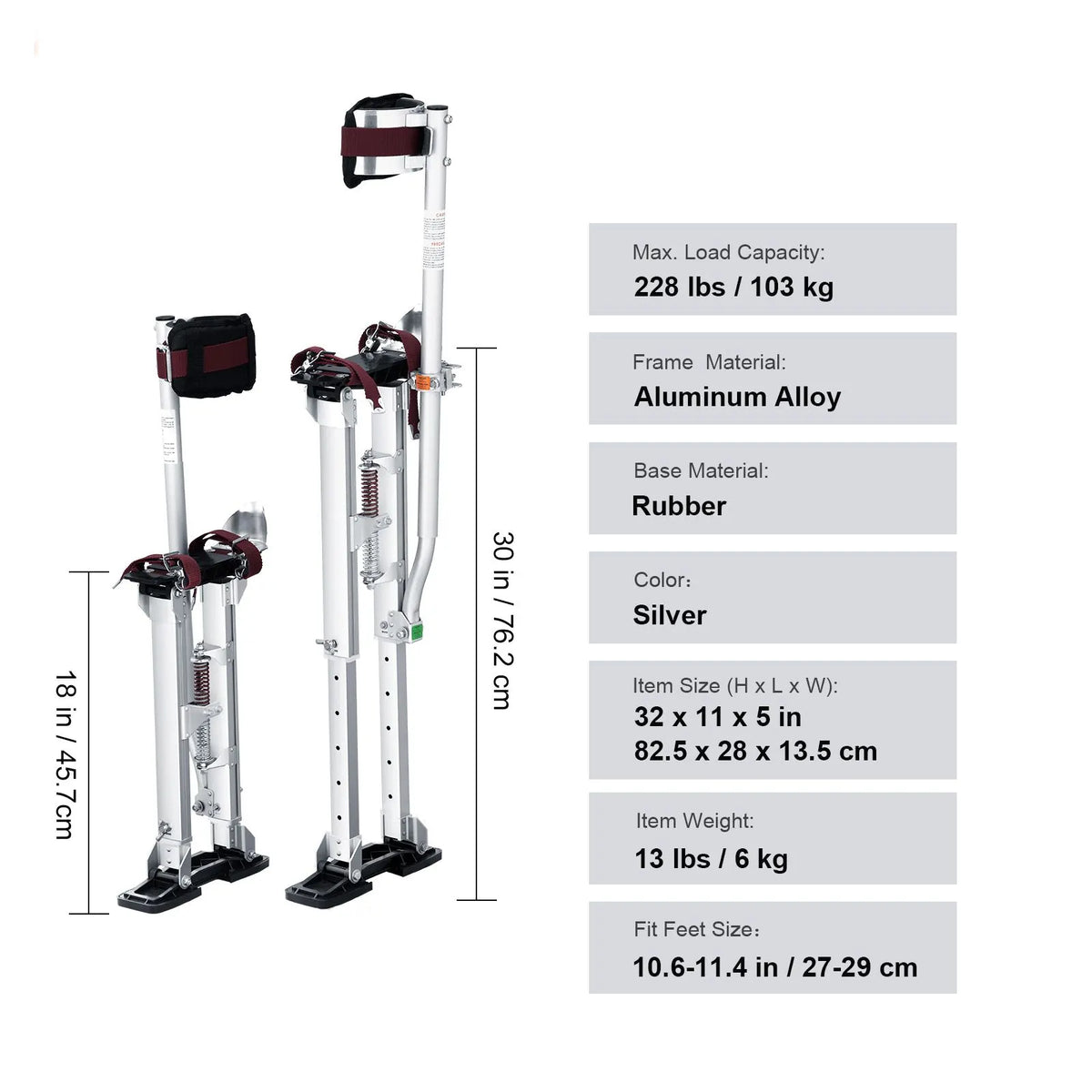 Drywall Stilts Aluminum Tool Stilts 45.7-76.2cm Adjustable Painting Taping - Image 7