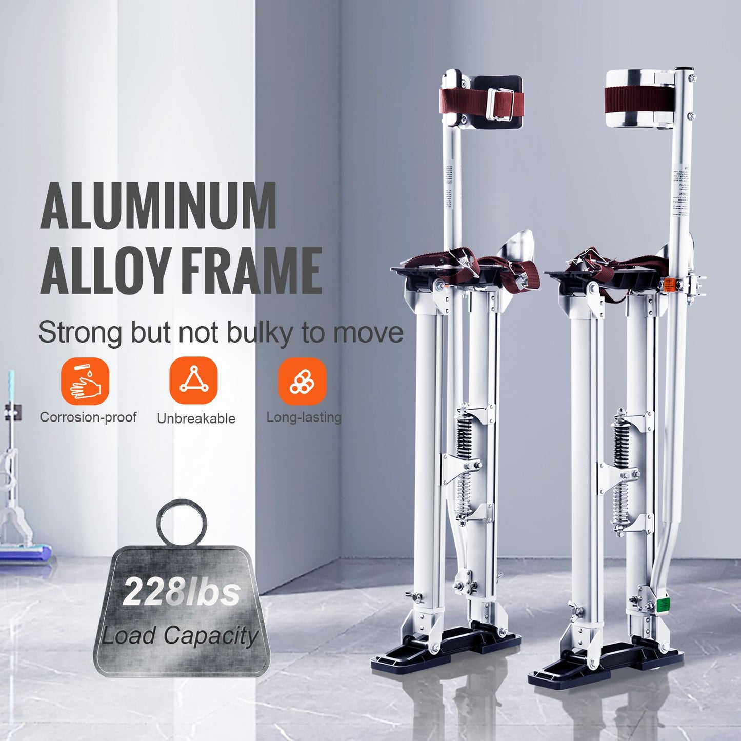 Drywall Stilts, 24''-40'' Adjustable Aluminum Tool Stilts with Protective Knee Pads, Durable and Non-Slip Work Stilts for Sheetrock Painting, Walking, Taping, Silver - Image 4