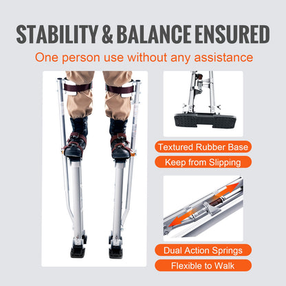 Drywall Stilts, 24''-40'' Adjustable Aluminum Tool Stilts with Protective Knee Pads, Durable and Non-Slip Work Stilts for Sheetrock Painting, Walking, Taping, Silver - Image 5