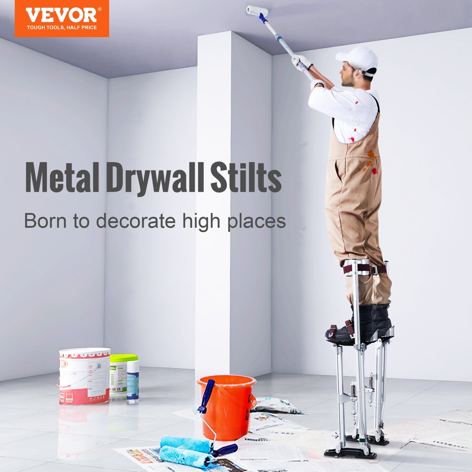 Drywall Stilts, 24''-40'' Adjustable Aluminum Tool Stilts with Protective Knee Pads, Durable and Non-Slip Work Stilts for Sheetrock Painting, Walking, Taping, Silver - Image 6