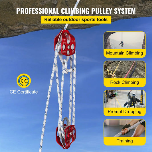 Twin Sheave Block and Tackle 1.09-1.27cm 3048-6096cm Twin Sheave Block with Braid Rope 30-35KN 2994-3495KGS Double Pulley Rigging (1/2" x 200') - Image 2