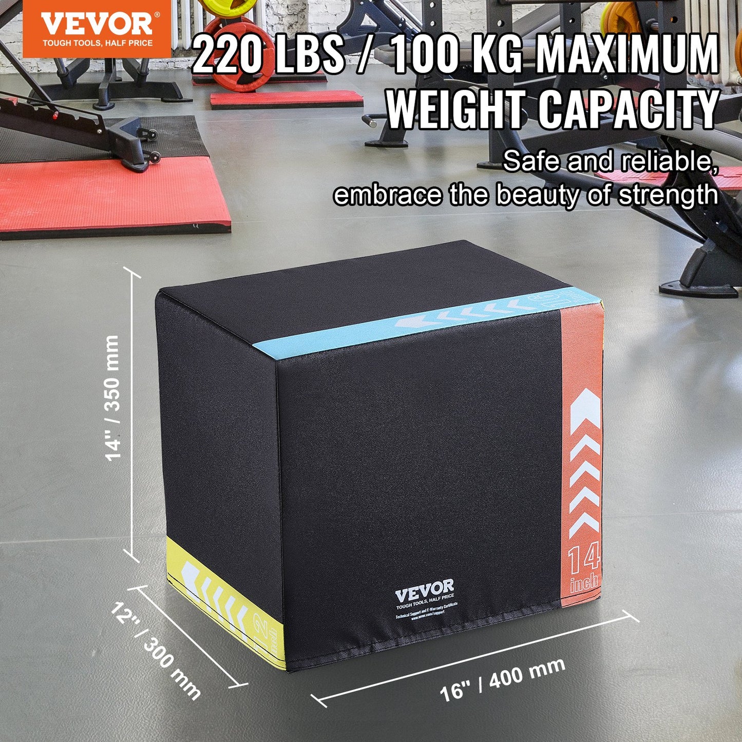 3 in 1 Plyometric Jump Box, 16/14/12 Inch Cotton Plyo Box, Platform & Jumping Agility Box, Anti-Slip Fitness Exercise Step Up Box for Home Gym Training, Conditioning Strength Training, Black - Image 2