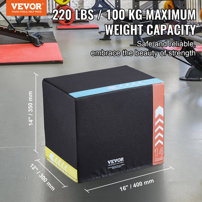 3 in 1 Plyometric Jump Box, 16/14/12 Inch Cotton Plyo Box, Platform & Jumping Agility Box, Anti-Slip Fitness Exercise Step Up Box for Home Gym Training, Conditioning Strength Training, Black - Image 2