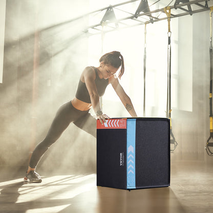 3 in 1 Plyometric Jump Box, 16/14/12 Inch Cotton Plyo Box, Platform & Jumping Agility Box, Anti-Slip Fitness Exercise Step Up Box for Home Gym Training, Conditioning Strength Training, Black - Image 8