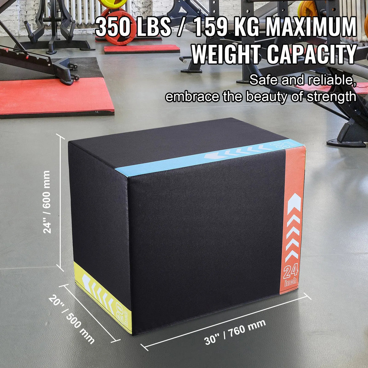 3 in 1 Plyometric Jump Box, 30/24/20 Inch Foam Plyo Box, Platform & Jumping Agility Box, Anti-Slip Fitness Exercise Step Up Box for Home Gym Training, Conditioning Strength Training, Black - Image 2