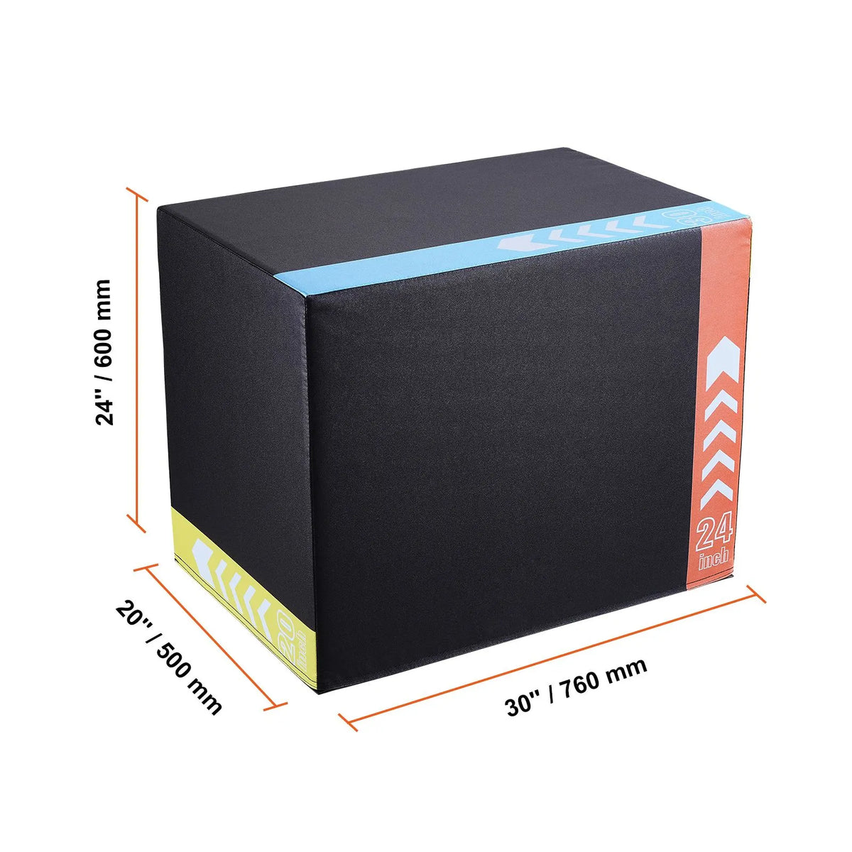 3 in 1 Plyometric Jump Box, 30/24/20 Inch Foam Plyo Box, Platform & Jumping Agility Box, Anti-Slip Fitness Exercise Step Up Box for Home Gym Training, Conditioning Strength Training, Black - Image 8