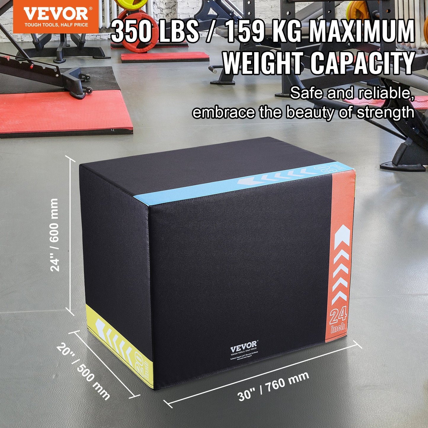 3 in 1 Plyometric Jump Box, 30/24/20 Inch Foam Plyo Box, Platform & Jumping Agility Box, Anti-Slip Fitness Exercise Step Up Box for Home Gym Training, Conditioning Strength Training, Black - Image 2