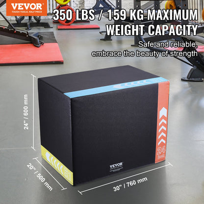 3 in 1 Plyometric Jump Box, 30/24/20 Inch Foam Plyo Box, Platform & Jumping Agility Box, Anti-Slip Fitness Exercise Step Up Box for Home Gym Training, Conditioning Strength Training, Black - Image 2