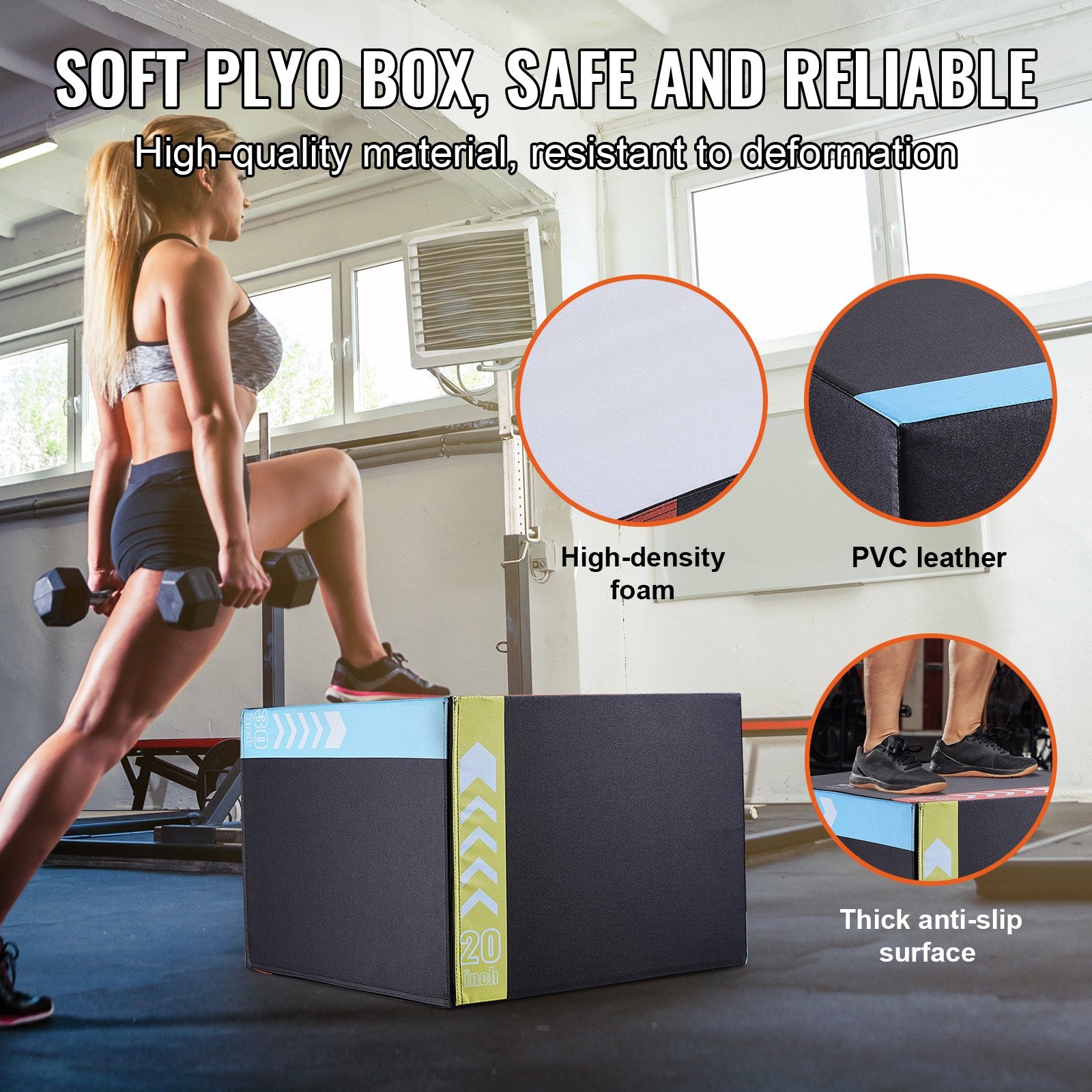 3 in 1 Plyometric Jump Box, 30/24/20 Inch Foam Plyo Box, Platform & Jumping Agility Box, Anti-Slip Fitness Exercise Step Up Box for Home Gym Training, Conditioning Strength Training, Black - Image 4
