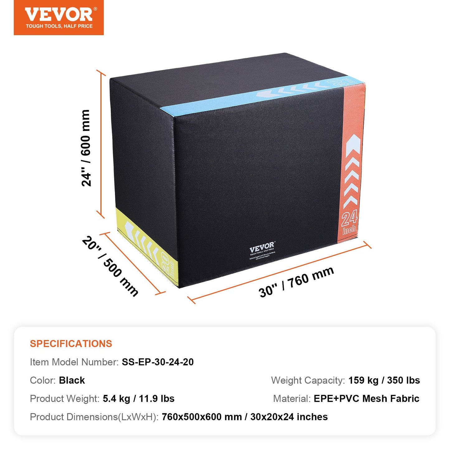 3 in 1 Plyometric Jump Box, 30/24/20 Inch Foam Plyo Box, Platform & Jumping Agility Box, Anti-Slip Fitness Exercise Step Up Box for Home Gym Training, Conditioning Strength Training, Black - Image 7